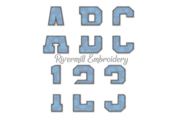 7 Split Varsity Zig Zag Embroidery Font