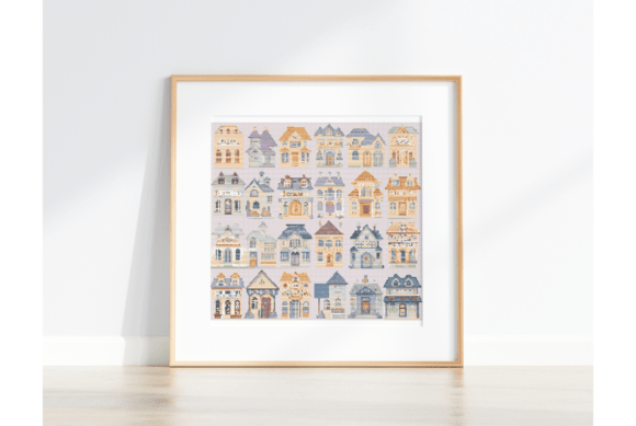Whimsical Village Cross Stitch Pattern